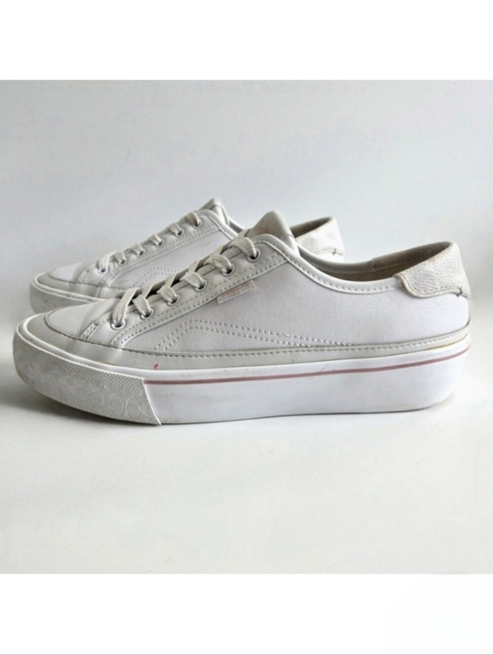 Coach Citysole Platform Lace Up Sneakers, White Leather, 9
